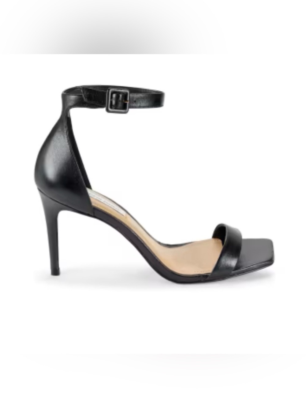 Saks Fifth Avenue Black Vegan Leather Strappy Heels US 8 — NWT